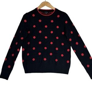 Calligraphie Womens Sweater Sz M Black Polka Dot Viscose Preppy Antrhropologie